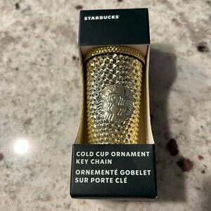 2022 Holiday Starbucks Gold Cold Cup Ornament Key Chain